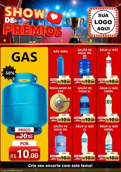 Modelo de Encarte para Encarte A4 Vertical com o tema Show de Prêmios para Água e gás