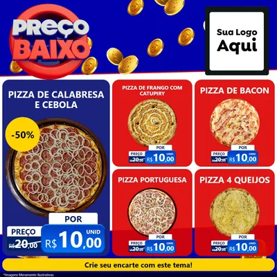 Modelo de Rede Social para Feed Facebook com o tema Preço Baixo para Pizzaria
