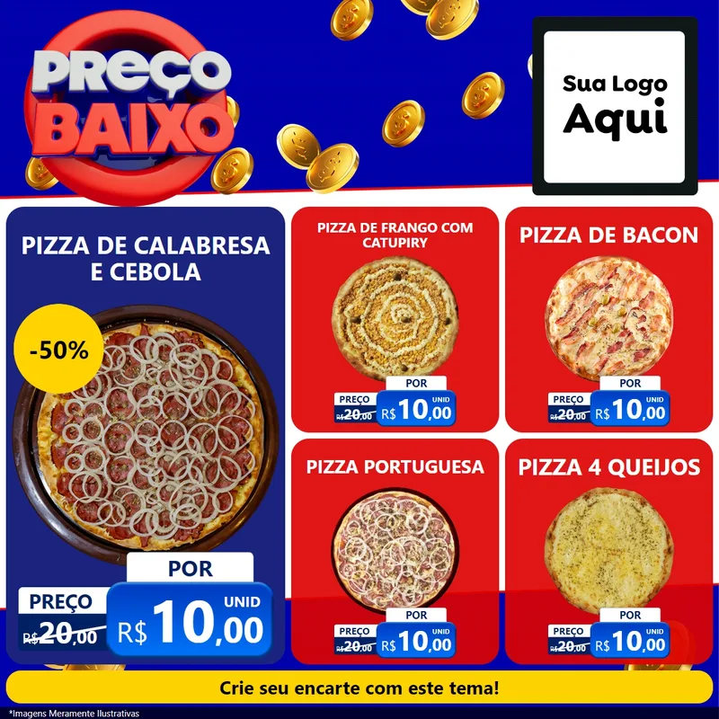Modelo de Rede Social para Feed Facebook com o tema Preço Baixo para Pizzaria