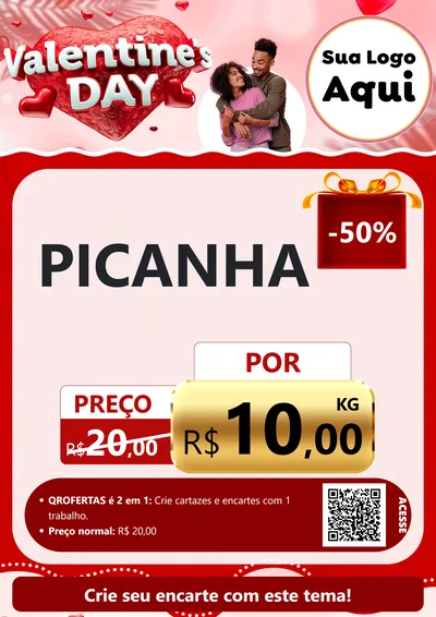 Modelo de Cartaz para Cartaz A4 Vertical com o tema Valentine's Day para Açougue