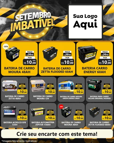 Modelo de Rede Social para Feed Instagram com o tema Setembro Imbatível para Baterias Elétricas