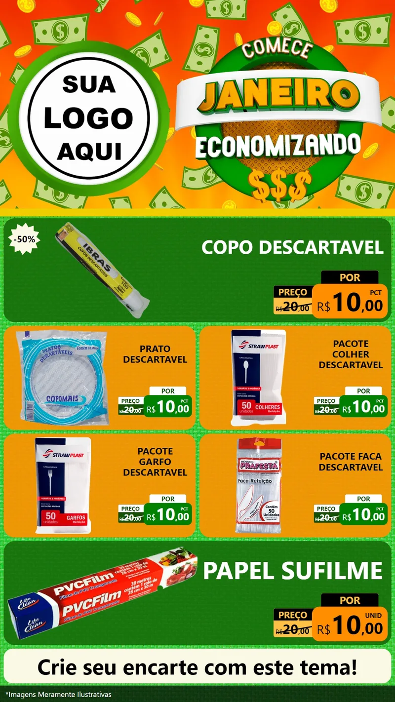 Modelo de TV para TV Vertical com o tema Comece Janeiro Economizando para Embalagens
