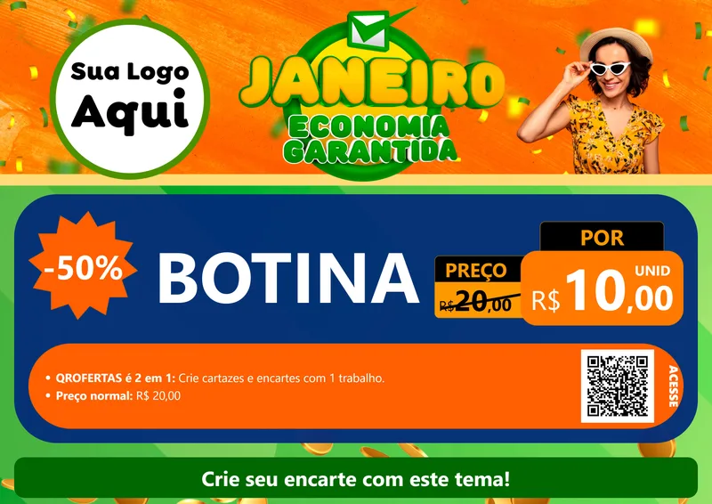 Modelo de Cartaz para Cartaz A4 Horizontal com o tema Janeiro - Economia Garantida para Agropecuária