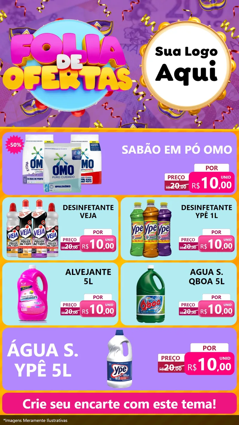 Modelo de TV para TV Vertical com o tema Folia de Ofertas para Produtos de Limpeza
