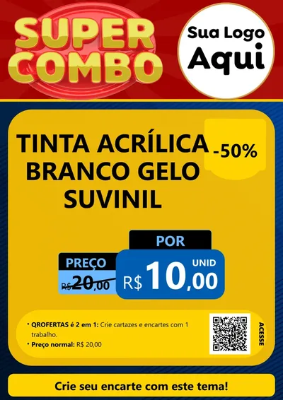 Modelo de Cartaz para Cartaz A4 Vertical com o tema Super Combo para Tintas e Ferramentas