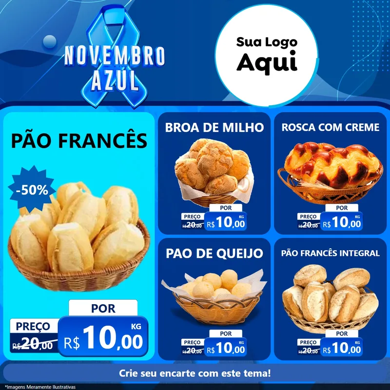 Modelo de Rede Social para Feed Facebook com o tema Novembro Azul para Padaria