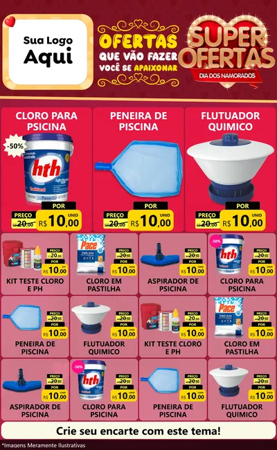 Modelo de Encarte para Encarte Grande com o tema Dia dos Namorados para Produtos para Piscina