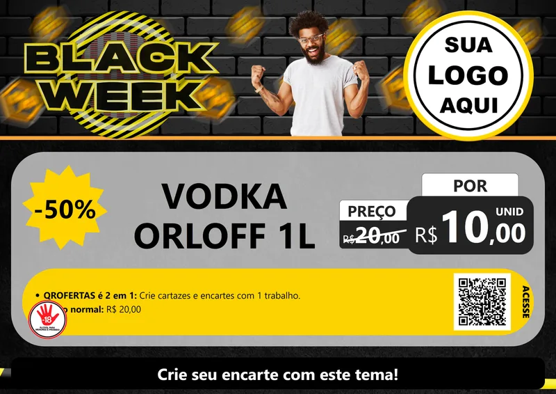 Modelo de Cartaz para Cartaz A4 Horizontal com o tema Black Week para Distribuidora de bebidas