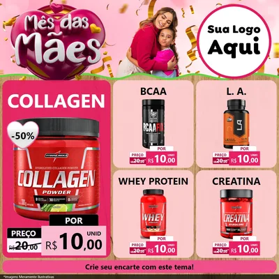 Modelo de Rede Social para Feed Facebook com o tema Mês das Mães para Suplementos alimentares