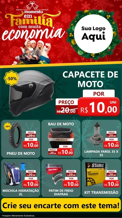 Modelo de Rede Social para Stories com o tema Momento em Família (Natal) para Moto peças