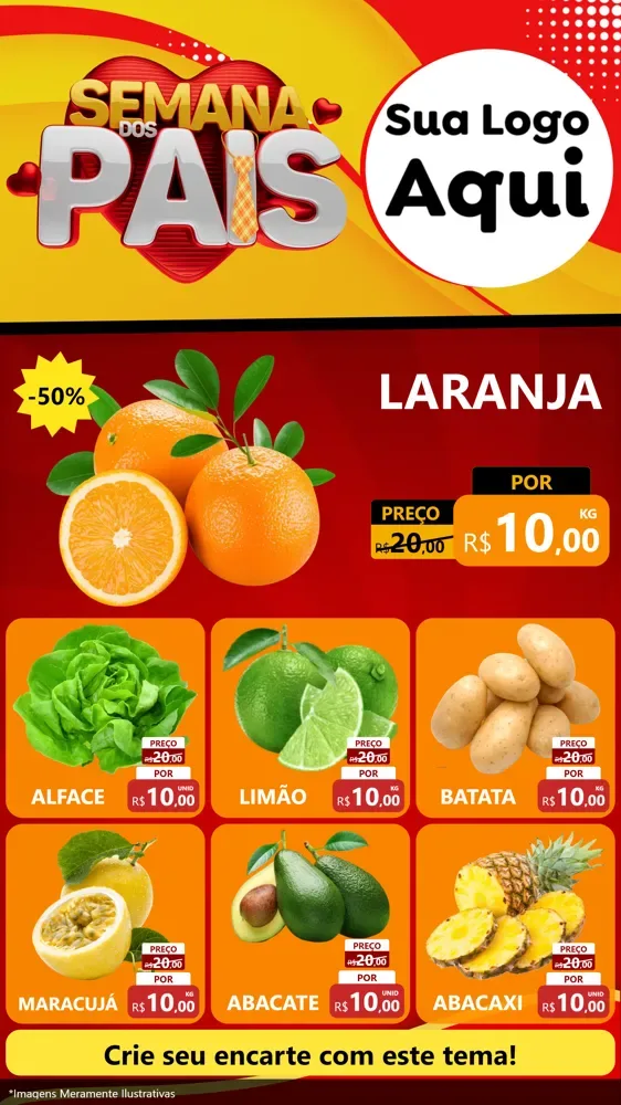 Modelo de Rede Social para Stories com o tema Semana Dos Pais para Hortifrúti