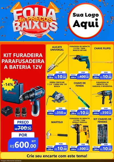 Modelo de Encarte para Encarte A4 Vertical com o tema Folia de Preços Baixos para Maquinas e Ferramentas
