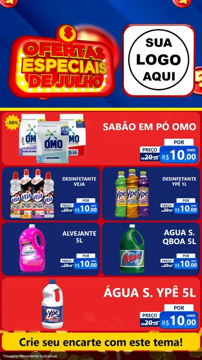 Modelo de TV para TV Vertical com o tema Ofertas Especiais de Julho para Produtos de Limpeza
