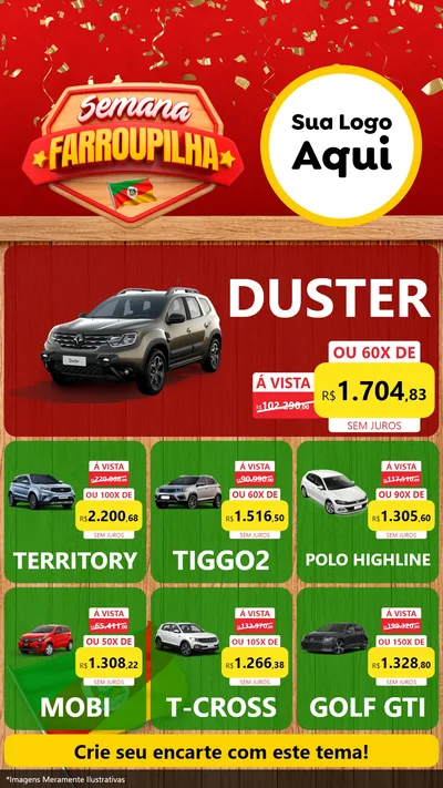 Modelo de Rede Social para Stories com o tema Semana Farroupilha para Concessionaria de Carros