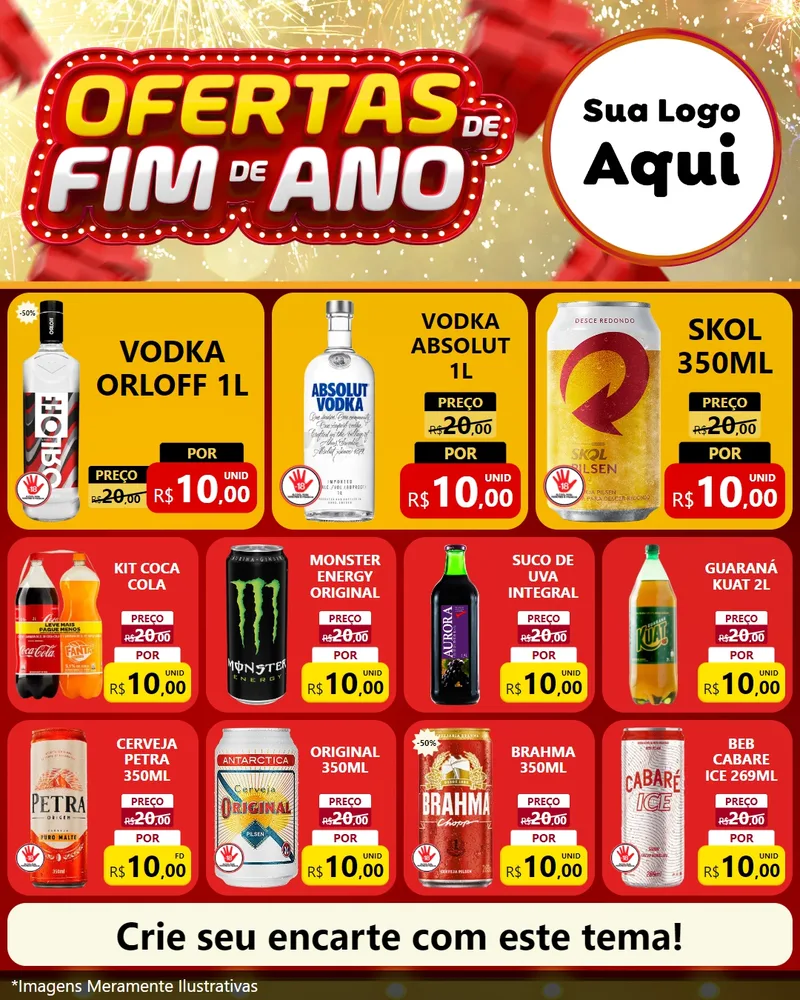 Modelo de Rede Social para Feed Instagram com o tema Ofertas de Fim de Ano para Distribuidora de bebidas