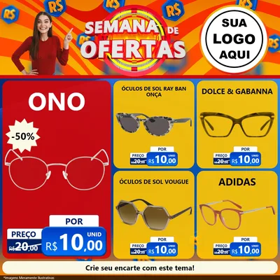 Modelo de Rede Social para Feed Facebook com o tema Semana de Ofertas para Óticas