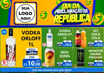 Modelo de Encarte para Encarte A4 Horizontal com o tema Dia Da Proclamação da República para Distribuidora de bebidas