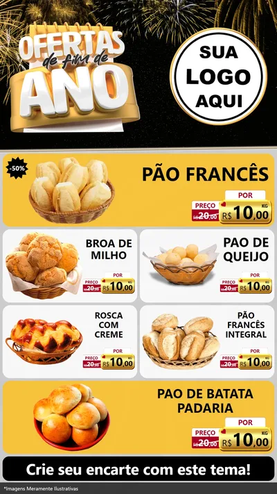 Modelo de TV para TV Vertical com o tema Ofertas de Fim de Ano para Padaria