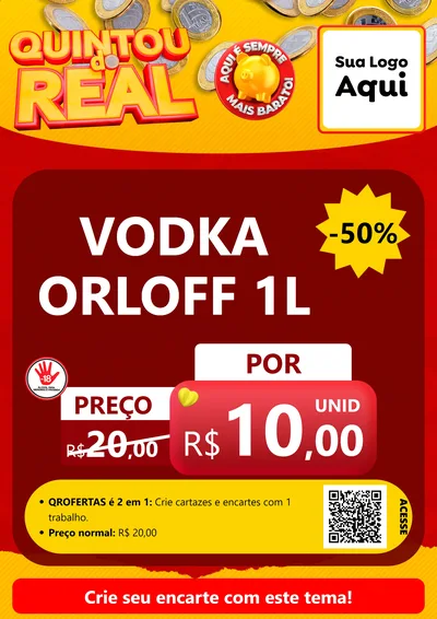 Modelo de Cartaz para Cartaz A4 Vertical com o tema Quintou do Real para Distribuidora de bebidas