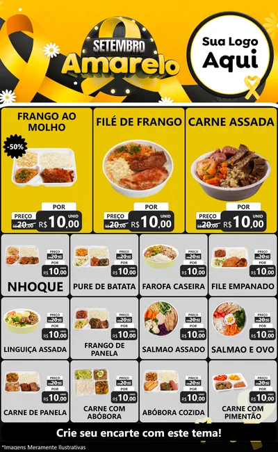 Modelo de Encarte para Encarte Grande com o tema Setembro Amarelo para Restaurante