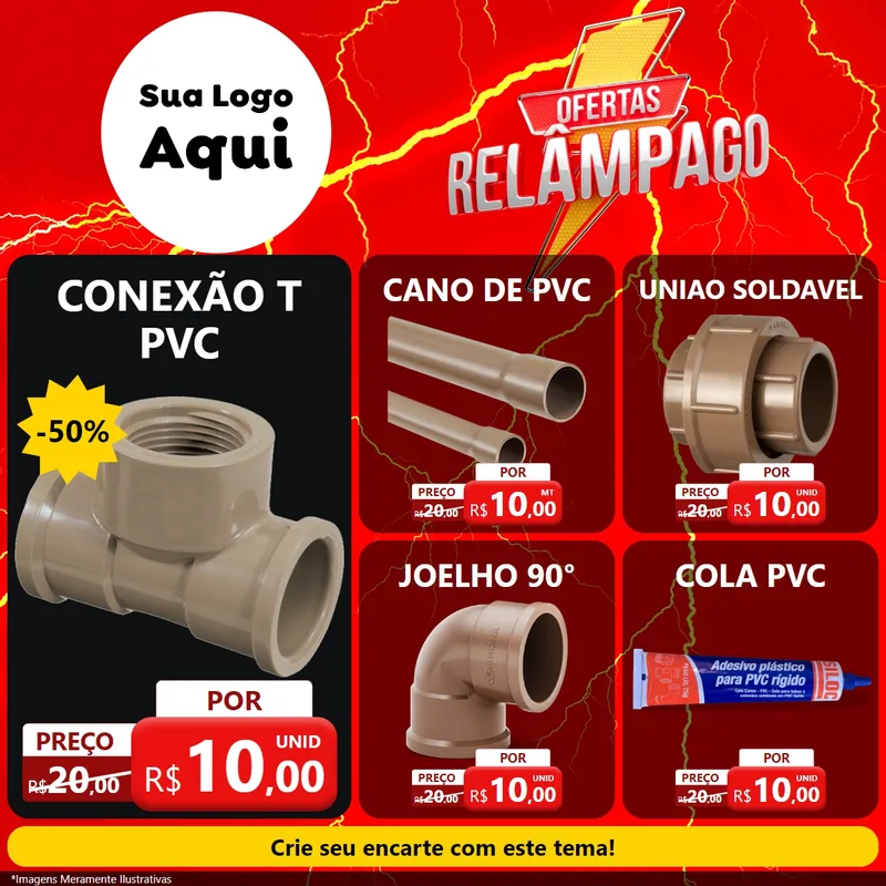 Modelo de Rede Social para Feed Facebook com o tema Ofertas Relâmpago para Tubos e conexões