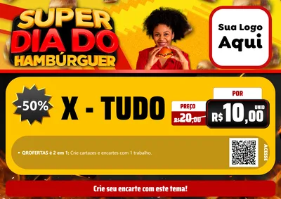 Modelo de Cartaz para Cartaz A4 Horizontal com o tema Super Dia do Hamburguer para Hamburgueria