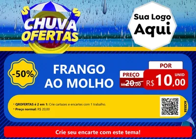 Modelo de Cartaz para Cartaz A4 Horizontal com o tema Chuva de Ofertas para Restaurante