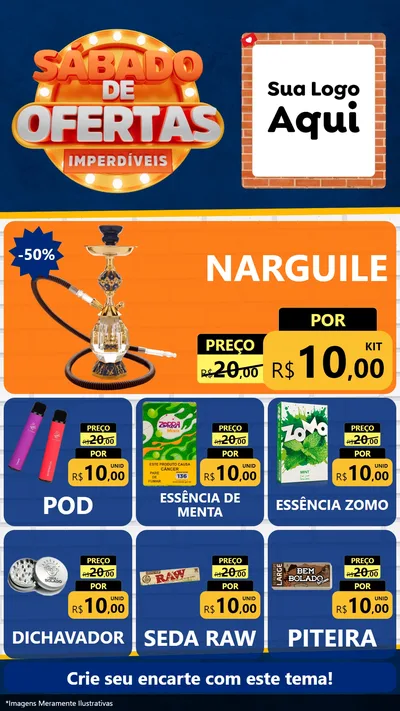 Modelo de Rede Social para Stories com o tema Sábado de Ofertas Imperdíveis para Tabacaria