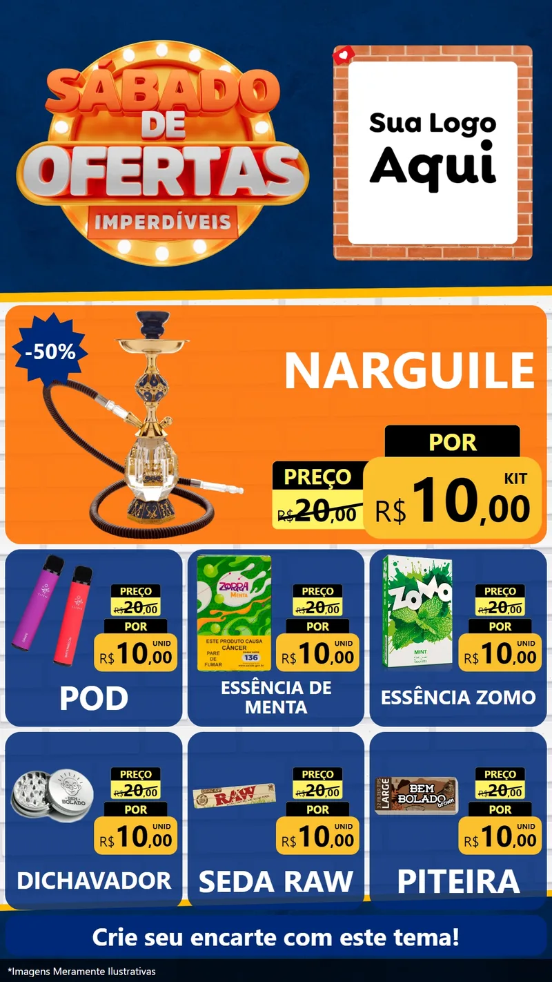 Modelo de Rede Social para Stories com o tema Sábado de Ofertas Imperdíveis para Tabacaria