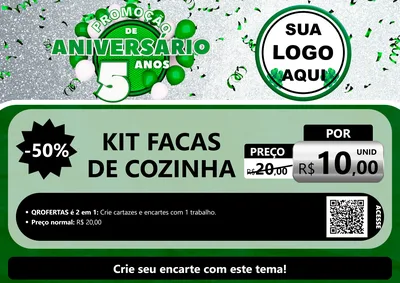 Modelo de Cartaz para Cartaz A4 Horizontal com o tema Promoção de Aniversário - 5 Anos para Utilidades Domésticas