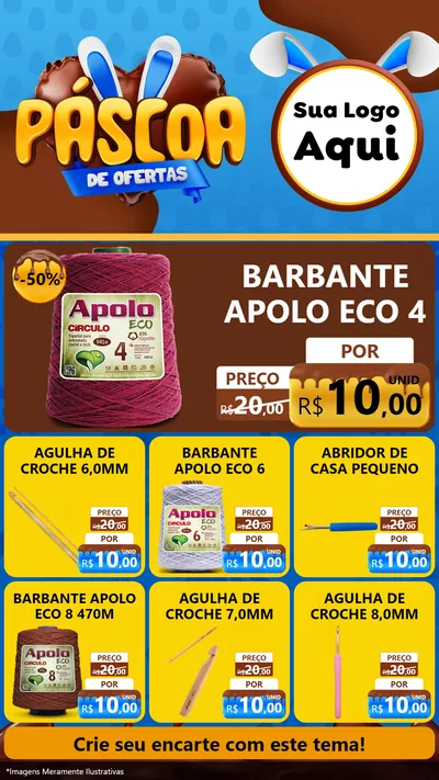 Modelo de Rede Social para Stories com o tema Páscoa de Ofertas para Armarinho e Aviamentos