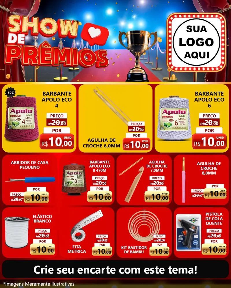Modelo de Rede Social para Feed Instagram com o tema Show de Prêmios para Armarinho e Aviamentos