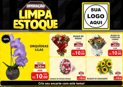 Modelo de Encarte para Encarte A4 Horizontal com o tema Operação Limpa Estoque para Floricultura e jardim