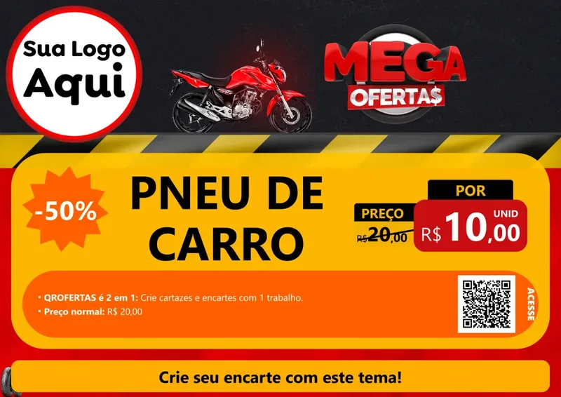 Modelo de Cartaz para Cartaz A4 Horizontal com o tema Mega Ofertas - Motopeças para Auto peças