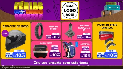 Modelo de TV para TV Horizontal com o tema Férias com Grandes Ofertas para Moto peças