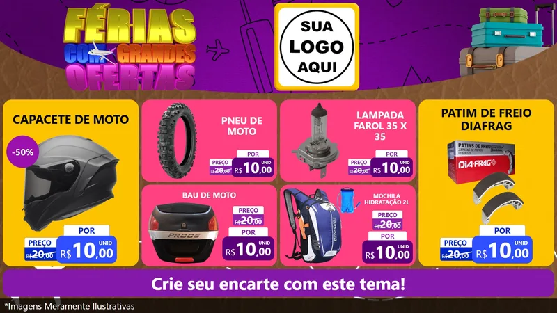 Modelo de TV para TV Horizontal com o tema Férias com Grandes Ofertas para Moto peças