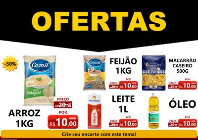 Modelo de Encarte para Encarte A4 Horizontal com o tema Ofertas Preto e Vermelho Cartaz para Supermercado