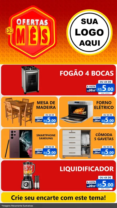 Modelo de TV para TV Vertical com o tema Ofertas do Mês para Móveis e Eletro