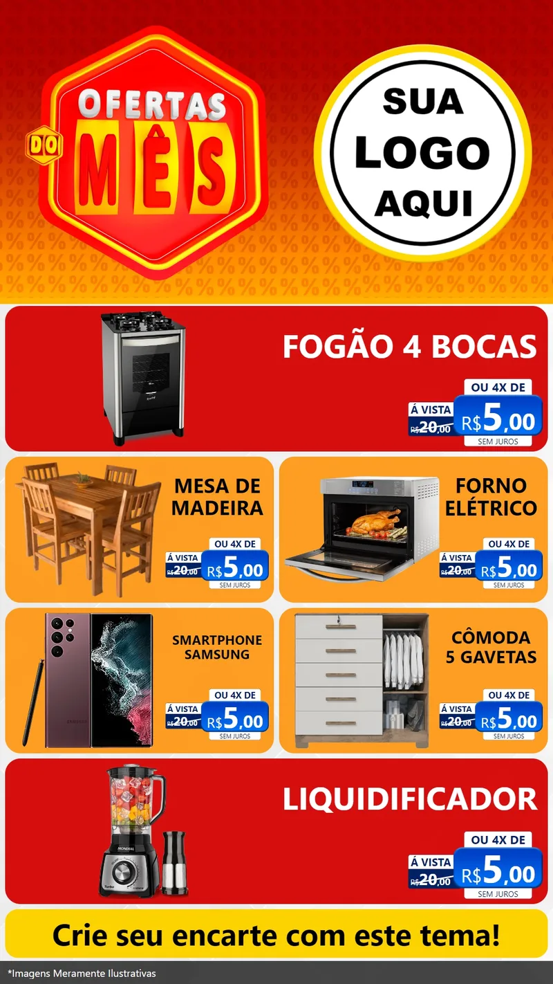 Modelo de TV para TV Vertical com o tema Ofertas do Mês para Móveis e Eletro