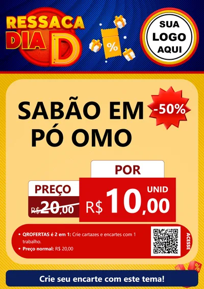 Modelo de Cartaz para Cartaz A4 Vertical com o tema Ressaca Dia D para Produtos de Limpeza