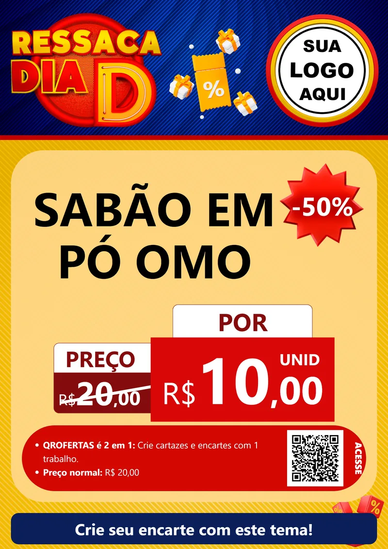 Modelo de Cartaz para Cartaz A4 Vertical com o tema Ressaca Dia D para Produtos de Limpeza
