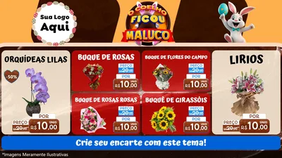 Modelo de TV para TV Horizontal com o tema O Coelho Ficou Maluco - Páscoa para Floricultura e jardim