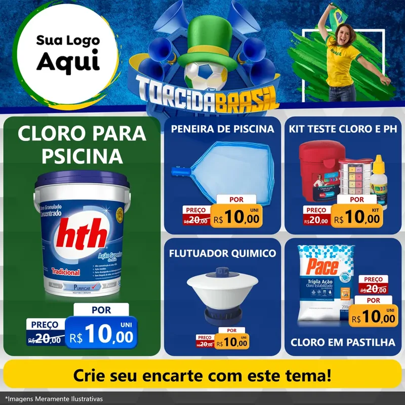 Modelo de Rede Social para Feed Facebook com o tema Torcida Brasil - Copa para Produtos para Piscina