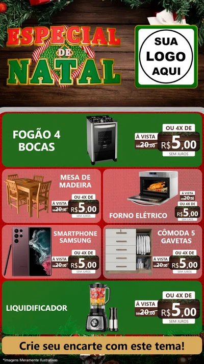 Modelo de TV para TV Vertical com o tema Especial de Natal para Móveis e Eletro