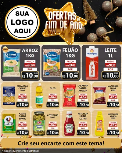 Modelo de Rede Social para Feed Instagram com o tema Ofertas de Fim de Ano para Supermercado