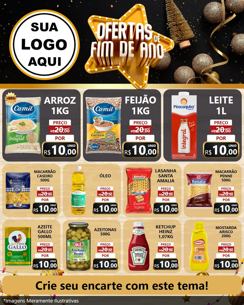 Modelo de Rede Social para Feed Instagram com o tema Ofertas de Fim de Ano para Supermercado