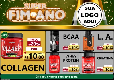 Modelo de Encarte para Encarte A4 Horizontal com o tema Super Fim de Ano para Suplementos alimentares
