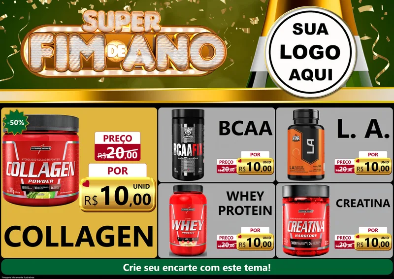 Modelo de Encarte para Encarte A4 Horizontal com o tema Super Fim de Ano para Suplementos alimentares
