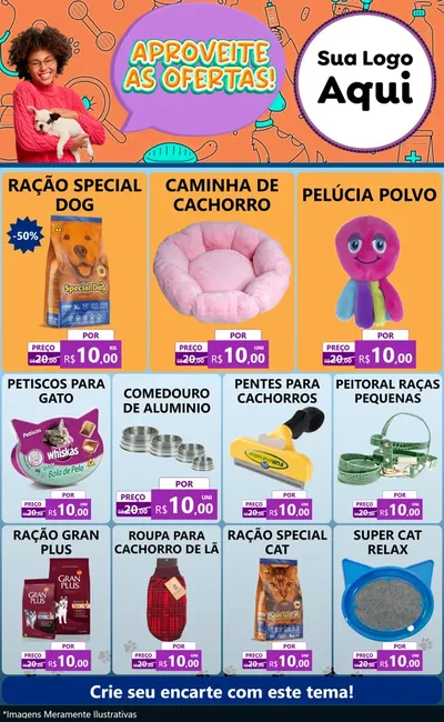 Modelo de Encarte para Encarte Grande com o tema Aproveite As Ofertas - Pet Shop para Pet Shop