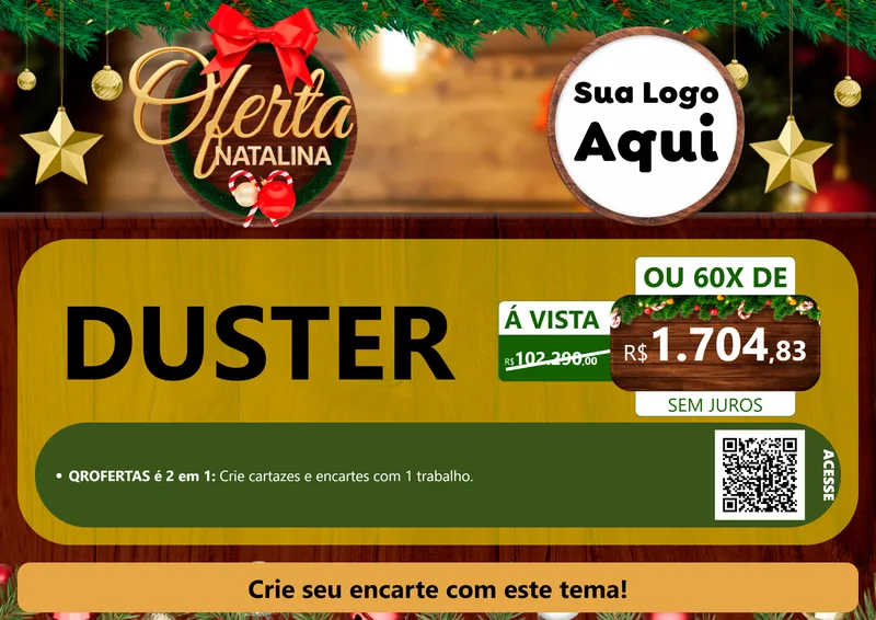Modelo de Cartaz para Cartaz A4 Horizontal com o tema Ofertas Natalina para Concessionaria de Carros